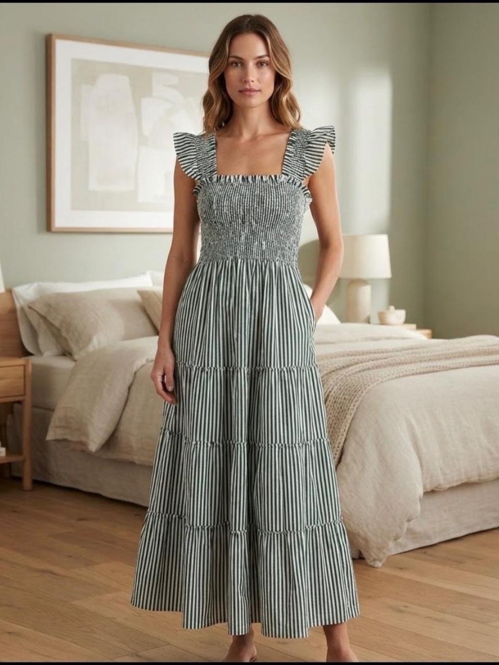 Emerald green and white Ellie dress